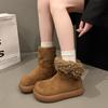 Женские мягкие эластичные зимние меховые ботинки на толстой подошве, теплые, с холодозащитной подкладкой, нескользящие, износостойкие, повседневные спортивные хлопковые ботинки