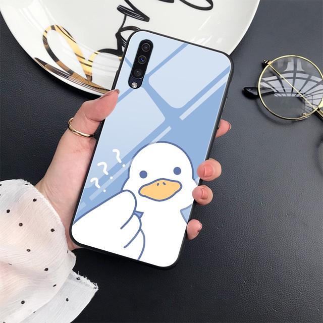 Cartoon Cute Duck Rabbit Case For Samsung Galaxy A52 A70 A71 A73 A53 A13 5g A03 A72 A22 A21s A03 Core A42 Tempered Glass Cover