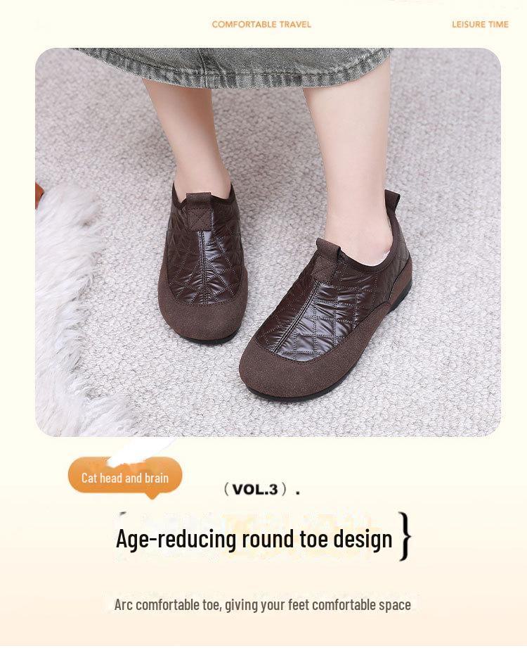 Зимние снегостойкие ботинки Slip-On 2024 года: Водонепроницаемая, теплая, повседневная обувь из хлопка в корейском стиле
