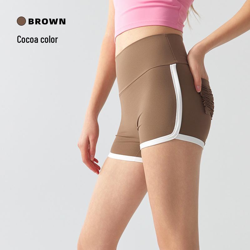 Летние женские шорты для йоги с цветовыми блоками, высокой талией и эффектом пуш-ап, с карманами, для бега, тенниса и фитнеса