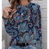 2025 Autumn & Winter Women's New Casual Crew Neck Long Sleeve Top 3D Retro Pattern