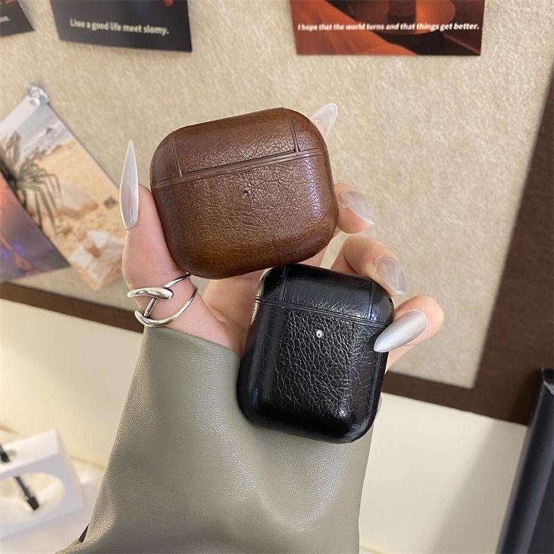 Чехол для наушников из искусственной кожи для Apple AirPods 1/2/3/4/Pro/Pro2, винтажный кожаный, креативный, устойчивый к падениям, с пластиковым крючком, интегрированные чехлы для Airpods