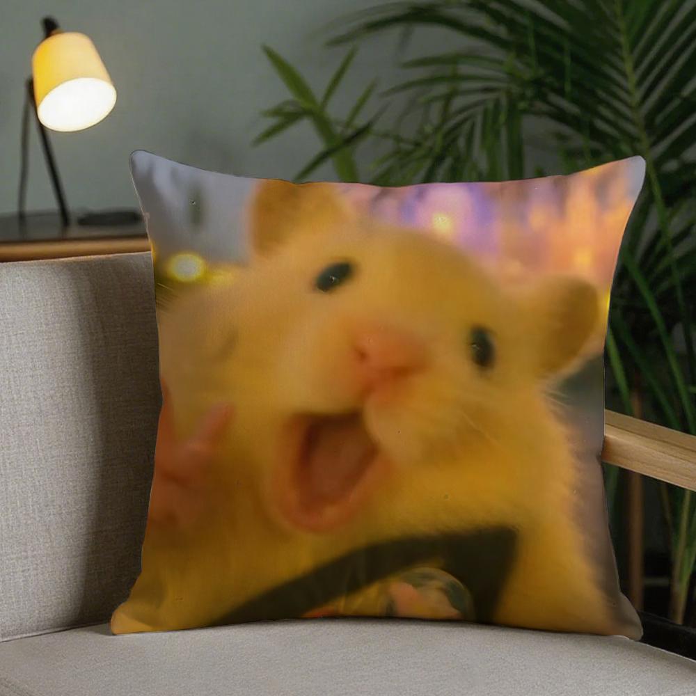 Cute Hamster Pillow Case Square DoubleSided Printing Sofa Cushion Cover Pillowcase Bedroom Bedside