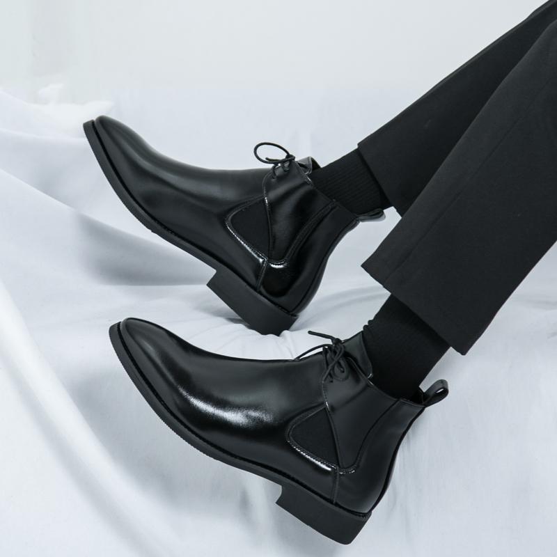 Коричневые высокие мужские кожаные туфли Модный минималистичный британский стиль для вечеринок на открытом воздухе Отдых Бизнес Офис Мужская обувь большого размера