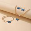 Simple Fashion Necklace Blue Butterfly Pearl Elegant Ladies Creative Jewelry Set Earring Necklace Bracelet Combination Set