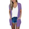 Women's Fashion Loose Casual Pocket Solid Color Cardigan Short Sleeve Jacket Top
