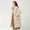 Women's Long Loose Light Down Jacket Autumn Winter Hooded Straight White Duck Down Coat Stand Collar Big Pocket Solid Color