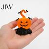 Halloween Tombstone Decoration LED Candle Light Figurine, Bat Glowing Tabletop Ornament, Warm Lighted Props Pumpkin Decor Prop for Escape Room Haunted