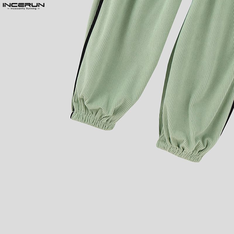 INCERUN Осень Весна Мужские Повседневные Вельветовые Штаны-Гаремы на Молнии с Отстрочкой на Талии