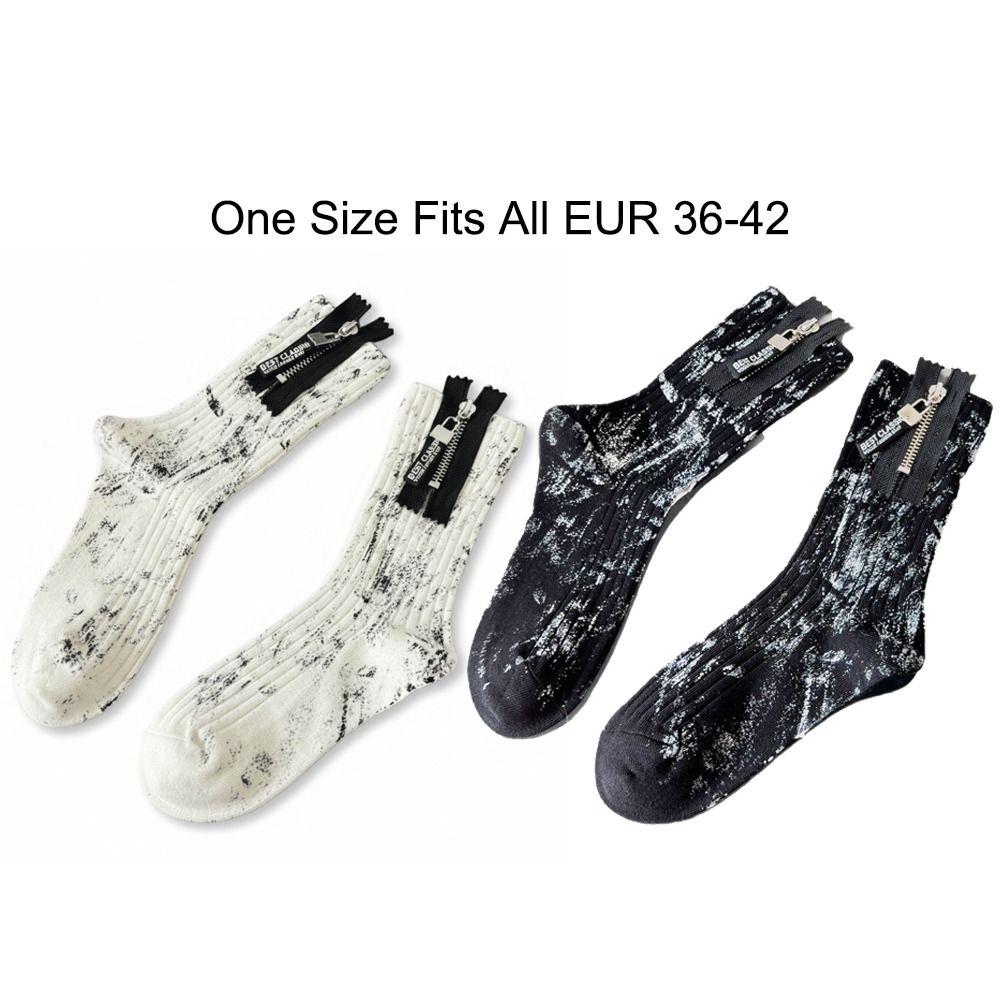 Spray Paint Splash Ink Mid Tube Socks Unique Mid-Calf Socks Fashion Zipper Socks  For Men Women