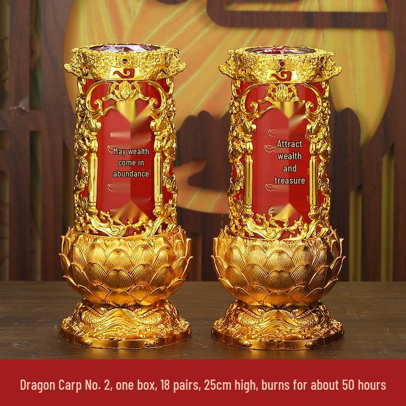 Smokeless Crystal Candle for Buddha Offerings, Housewarming, or New Year Celebrations - Windproof Red Butter Lamp