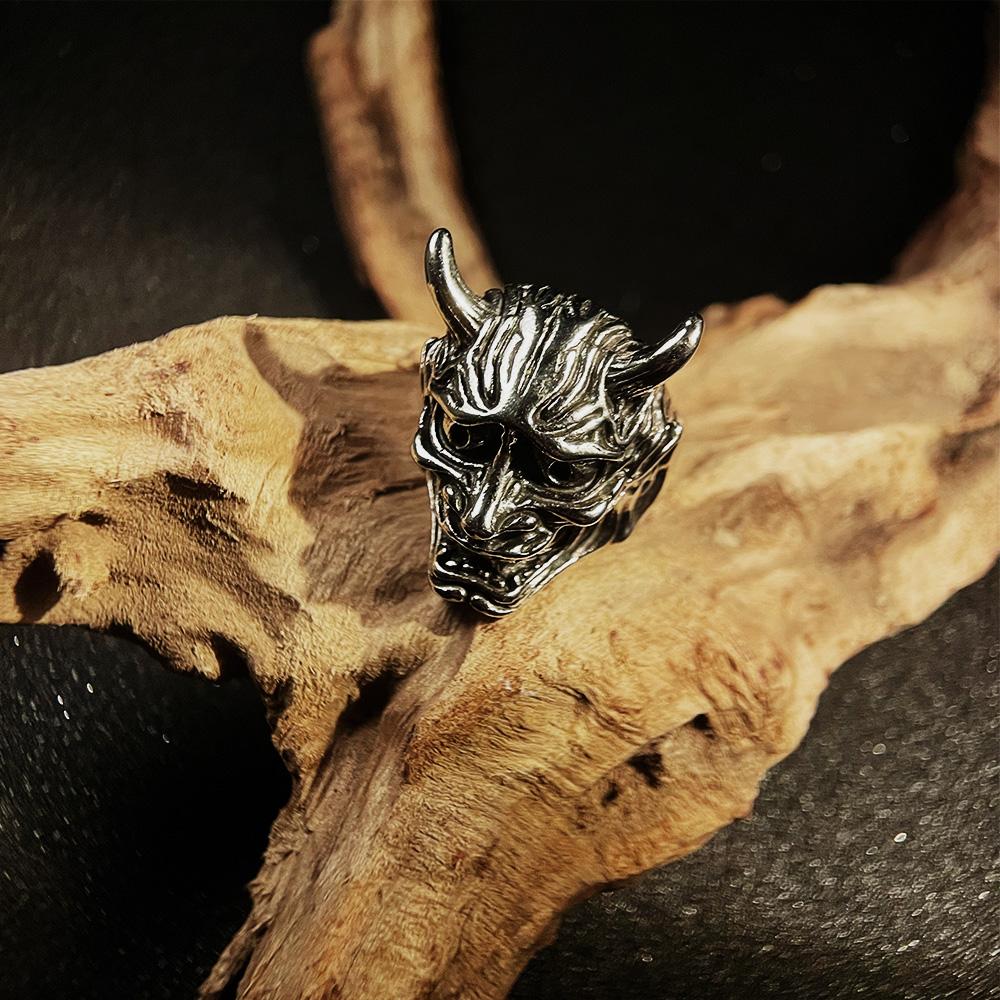 Ретро Кольцо с Маской Праджни для Мужчин Панк Готика Регулируемое Открытое Кольцо Байкер Циркон Рок Хип-хоп Уличная Одежда Унисекс Аксессуары Подарок