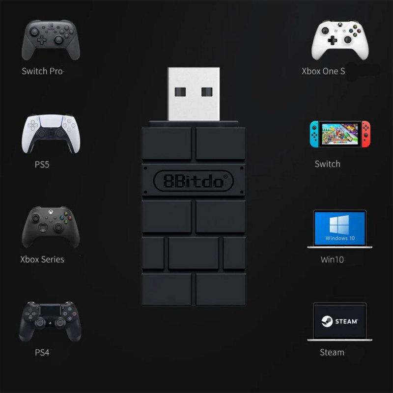 Беспроводной USB-приемник 8bitdo, приемник второго поколения, совместимый с PS5, Ps4, Bluetooth-совместимый