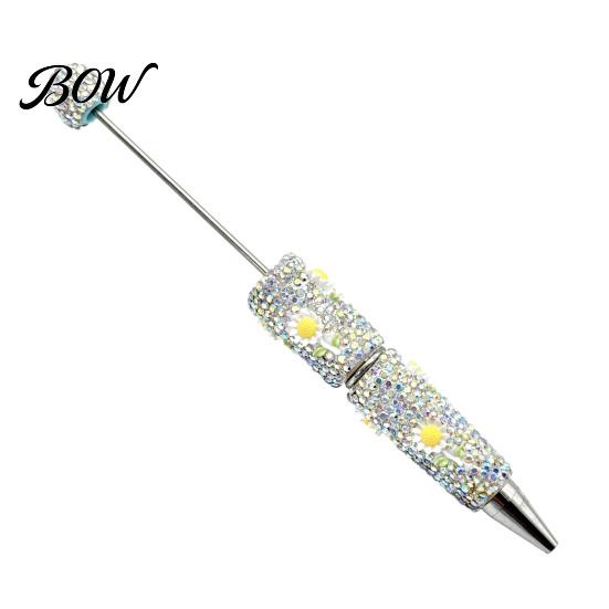 Creative Beaded Gift Pen DIY Glow-in-the-Dark Diamond Pen, Rhinestone Ballpoint Pens with Cartoon Charms, Cute Glitter Writing Attractive Luminous