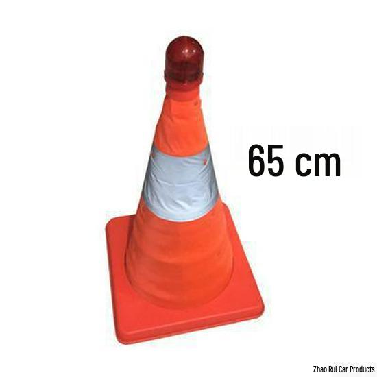 Retractable Reflective Road Cone with LED Light - Foldable & Portable Car Warning Sign