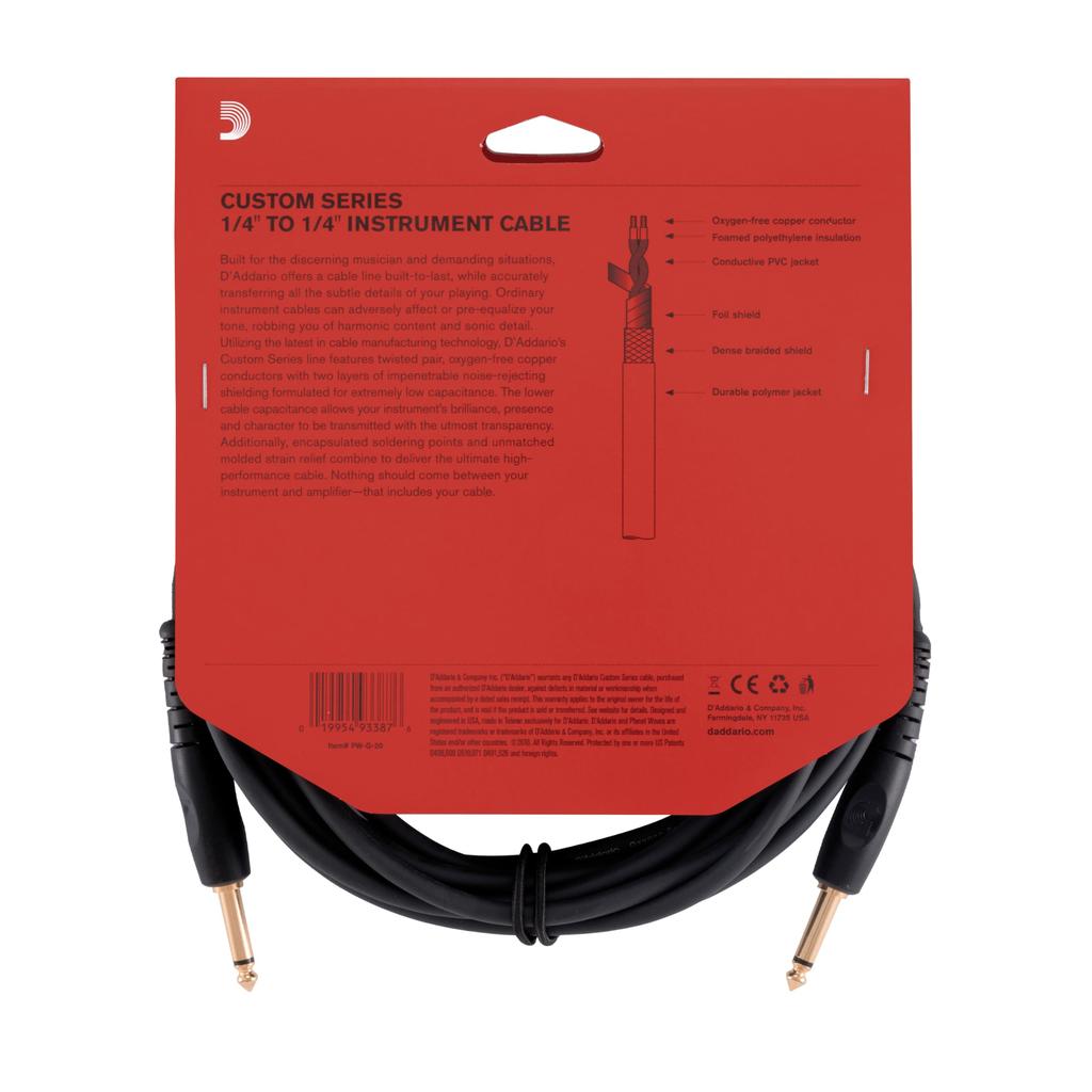 Shield Cable Custom Series Instrument Cable D'Addario (Guitar Shield) PW-G-20 (6.1m S-S) []