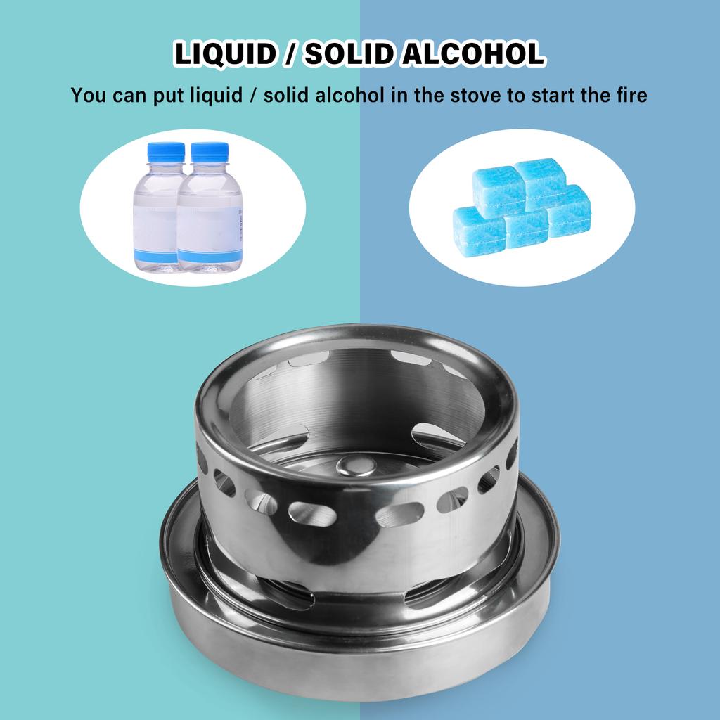 Outdoors Stainless Steel Alcohol Stove Portable Burner Furnace Adjustable Firepower Rustproof Anti-corrosion Cooking Barbecue Camping Hiking Picnic