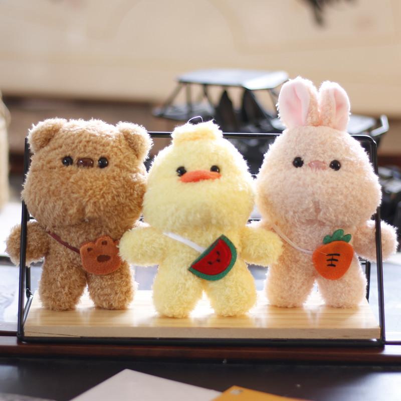 Ins Милый Милый Маленький Медведь Подвеска Плюшевая Игрушка Маленький Кролик Кукла Желтая Утка Сумка Подвесной Украшение Брелок
