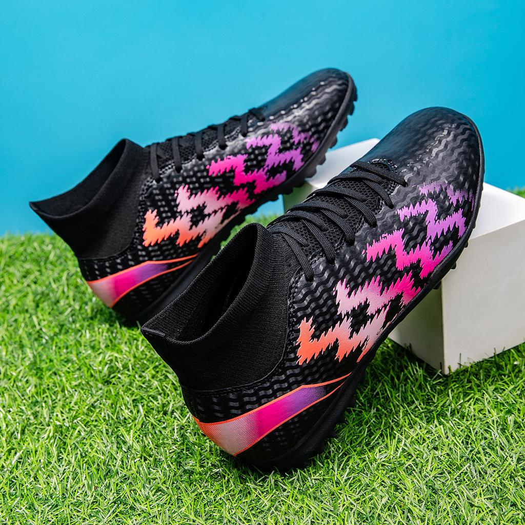 Men's Soccer Shoes TF/FG Non-Slip Turf Soccer Cleats Trend Design Shoes Comfortable High Top Sneaker High Quality Football Boots