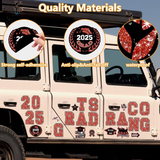 Магниты на автомобиль с надписью «Выпускной 2025» Поздравляем выпускников Магнитные наклейки Тематические магниты для декора гаражных ворот Холодильник