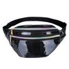 Wonder Pocket Glossy Laser Zipper Waist Pack Adjustable Strap Woman Corssbody Bag