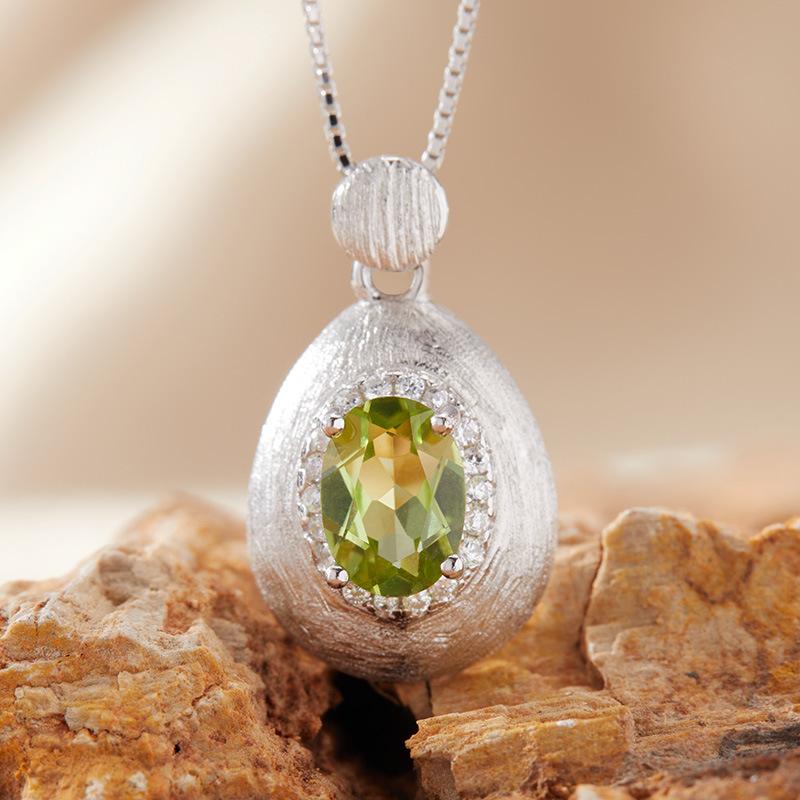 Натуральный аметистовый кулон-ожерелье женское S925 стерлинговое серебро матовое с танзанийским диопсидом топаз гранат цветной сокровище