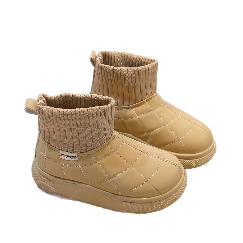 Девочки зимние сапоги 2025 зима новая мода мальчики бархатные короткие сапоги термо две хлопковые туфли детские носки сапоги тренд