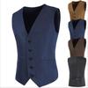 Men Suit Vest V-Neck Sleeveless Single-Breasted Suit Jacket Solid Color Pockets Design Autumn Winter Business Waistcoat