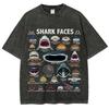 Retro Old Neutral Style Various Shark Printing Washed  New Arrival Mens Clothes Tee Shirt Homme Graphic T-Shirts Men
