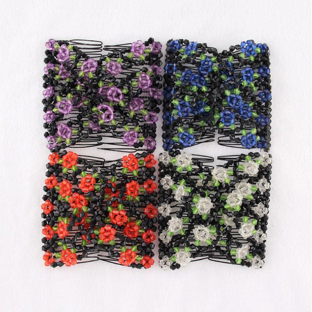 Модные аксессуары для волос Эластичные двойные расчески для волос Гребни для волос Зажимы Эластичные Волшебные Бусины