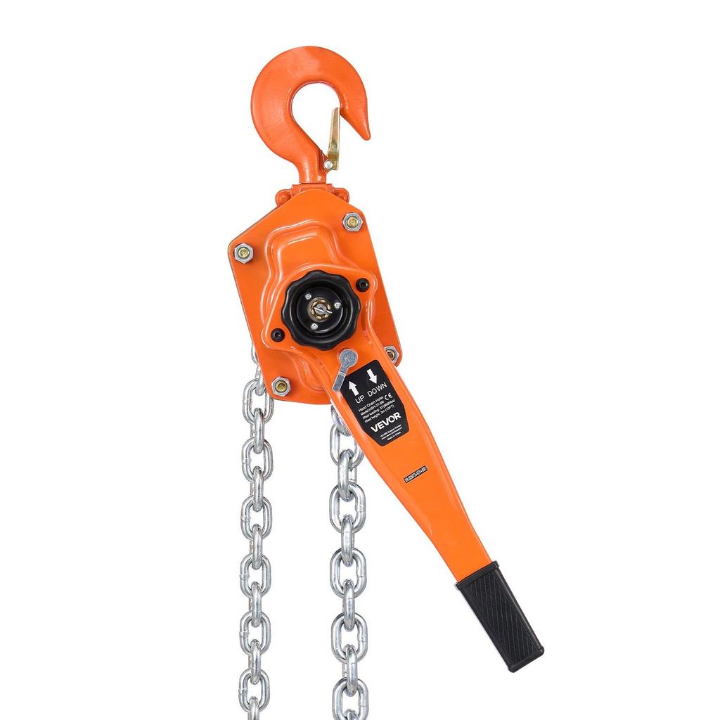 Manual Lever Chain Hoist, 3T 3000KG Capacity Heavy Duty Come Along, 6M Lift G80 Alloy Steel Chain With Dual Pawl Mechanical Brake, 360° Rotating