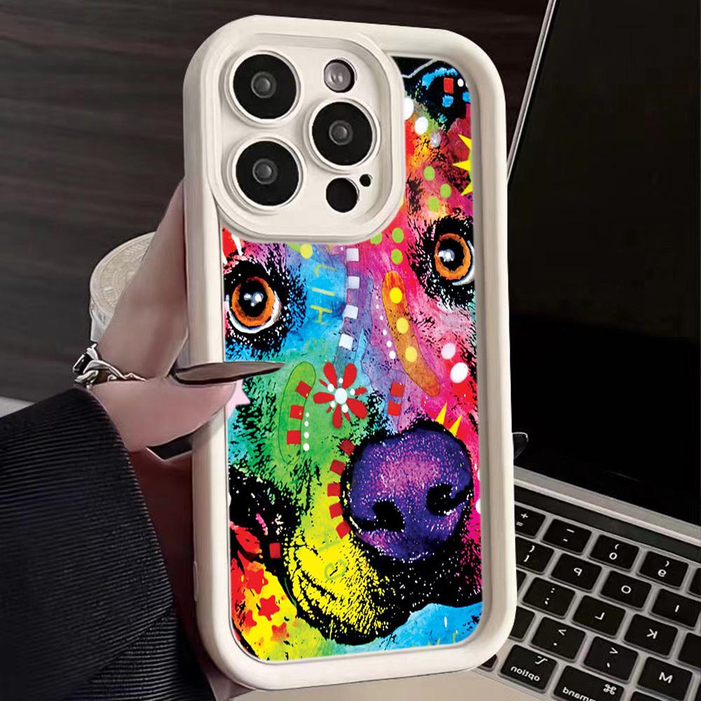 Ae76 Dog Color Doodle Design Art Защитные чехлы для телефонов для iPhone 13 14 15 Pro Max infinix Hot 40i Tecno Camon 30 20 Pro Angel Eyes Задняя крышка из ТПУ