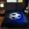 Blue Football Three-Piece Quilt Cover 3D Digital Printing Bedding Set D Bed Cover