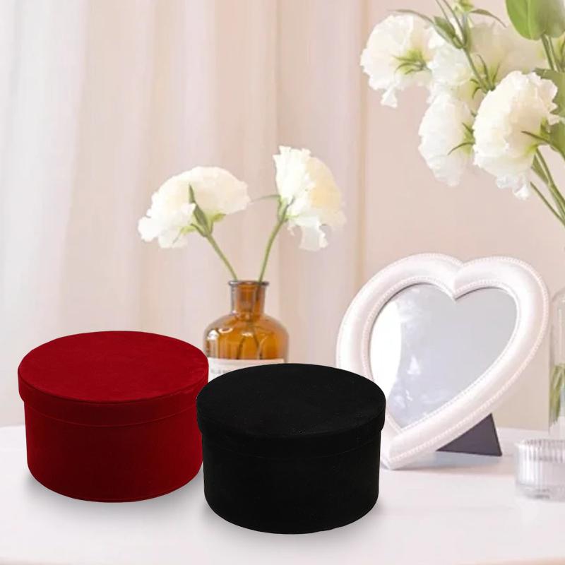 1 шт. круглая бархатная цветочная коробка для свадьбы, декоративная коробка, подарочная вечеринка, декоративная коробка, цветочный магазин, круглое ведро для объятий, многоцветное