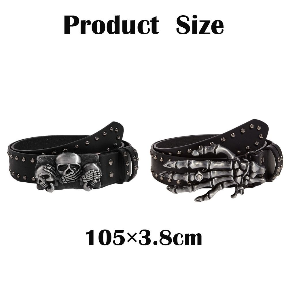 Casual Rivet Belts Versatile Snap on Waist Belt Fashion Skull Belt  Unisex