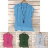 Elegant Womens Summer Button V Neck Short Sleeve T Shirt For Plus Size Ladies