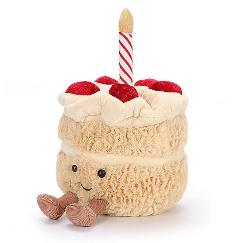 Кавайная улыбающаяся тортовая плюшевая игрушка, мягкая набитая кукла-десерт со свечой, вишенкой, на День Рождения, Рождество, подарок для детей, обнимашка, декор для домашней вечеринки