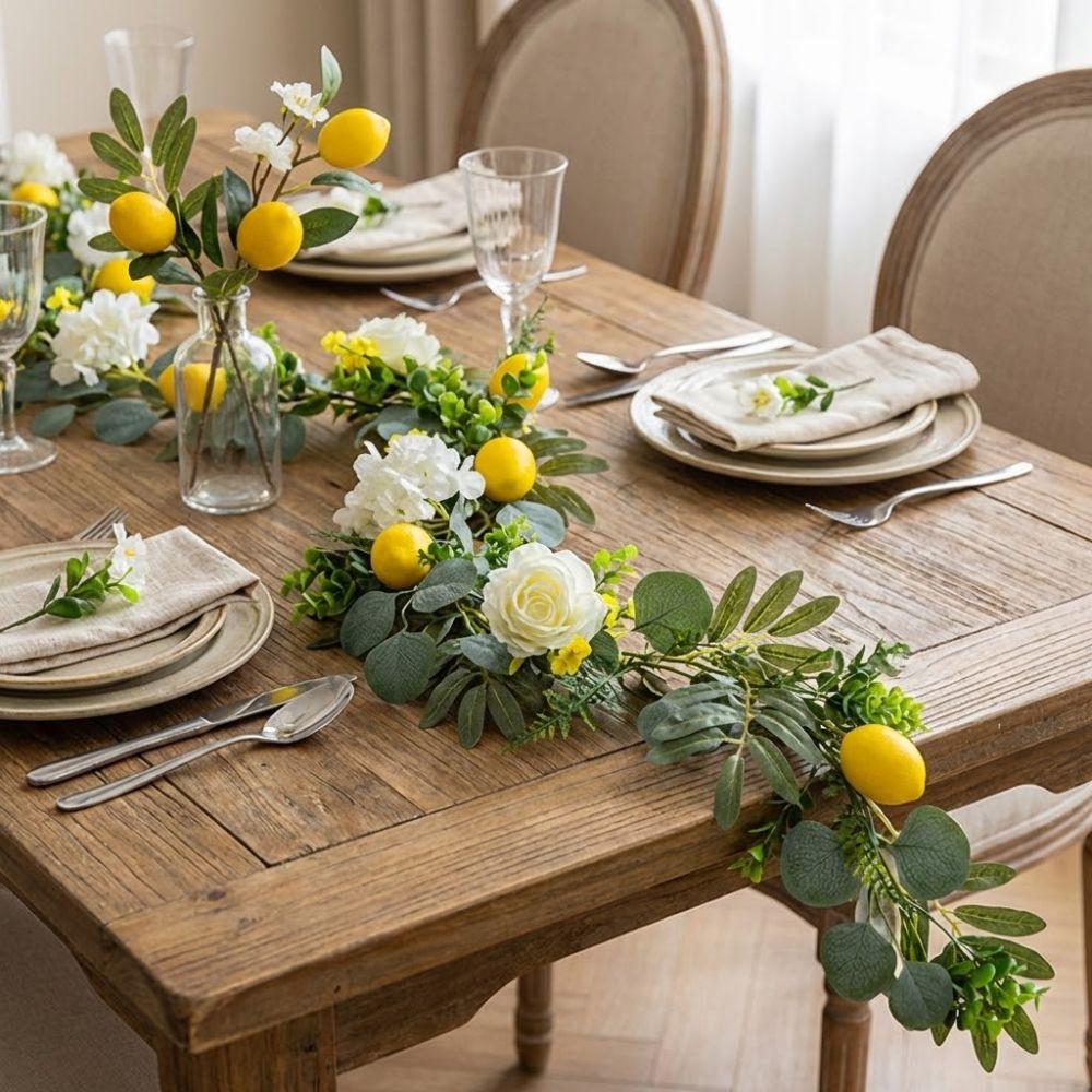 Greenery Lemon Vine Decor Eucalyptus Leaves Simulation Lemon Vine Faux Lemon Wreath  Kitchen Decor