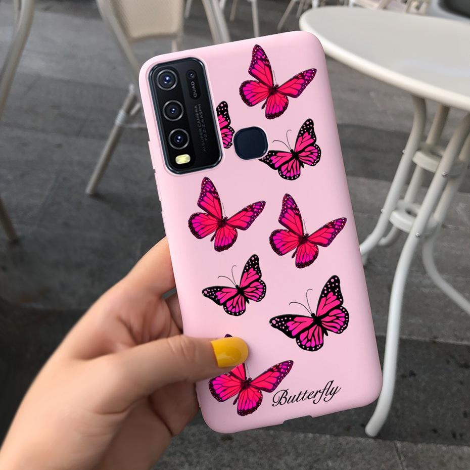 Модный милый чехол из силикона с рисунком цветов и молока для Vivo Y30 1938 Y50 1935 Черный мягкий ТПУ чехол для телефона для Vivo Y 30 50 Y30 2020 Задняя крышка
