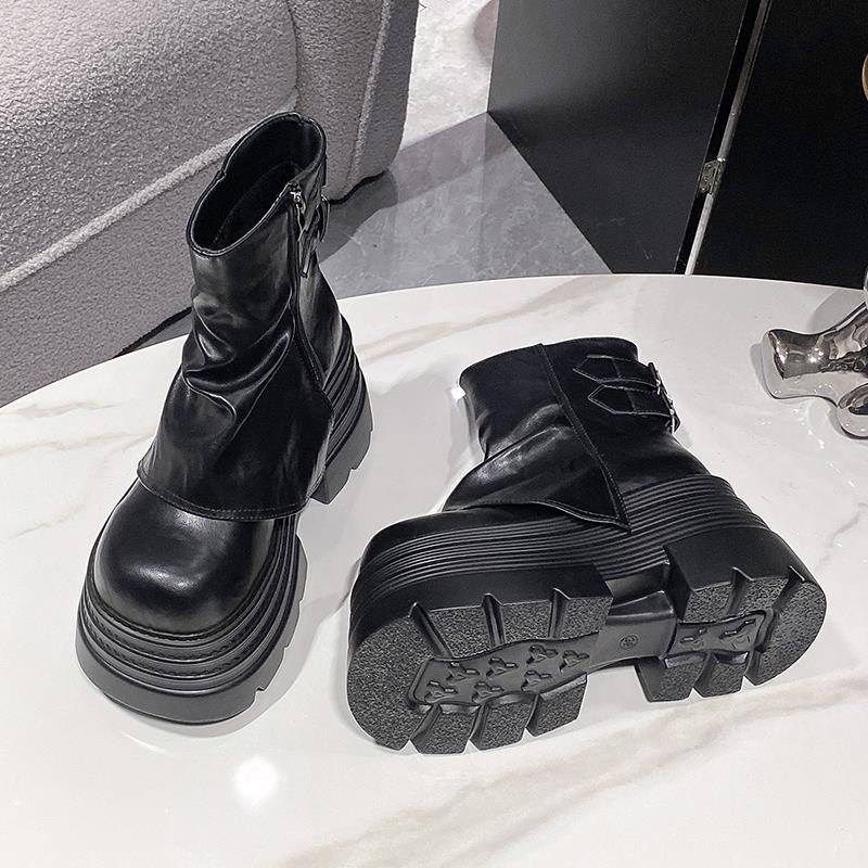 Брюки, увеличивающие рост, короткие сапоги на толстой подошве, ботинки Martin, женские кафтанчики, вельвет в стиле вестерн, маленький мужчина, новая зимняя мода и комфорт