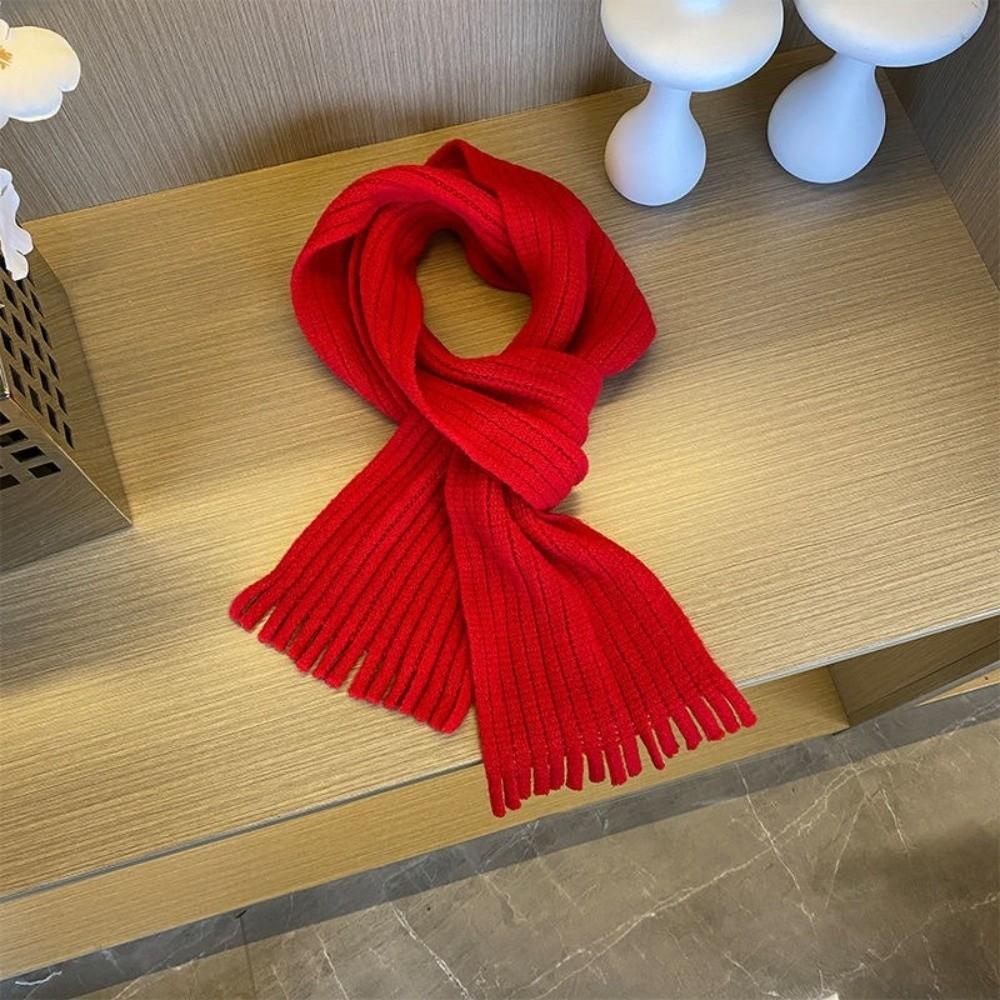 Windproof Neck Warmer Tassel Scarves Bib New Knitted Scarf  Autumn and Winter