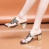 Летние сандалии, женские тапочки, роскошные женские туфли на высоком каблуке со стразами, тапочки на массивном каблуке с ромбовидными шипами