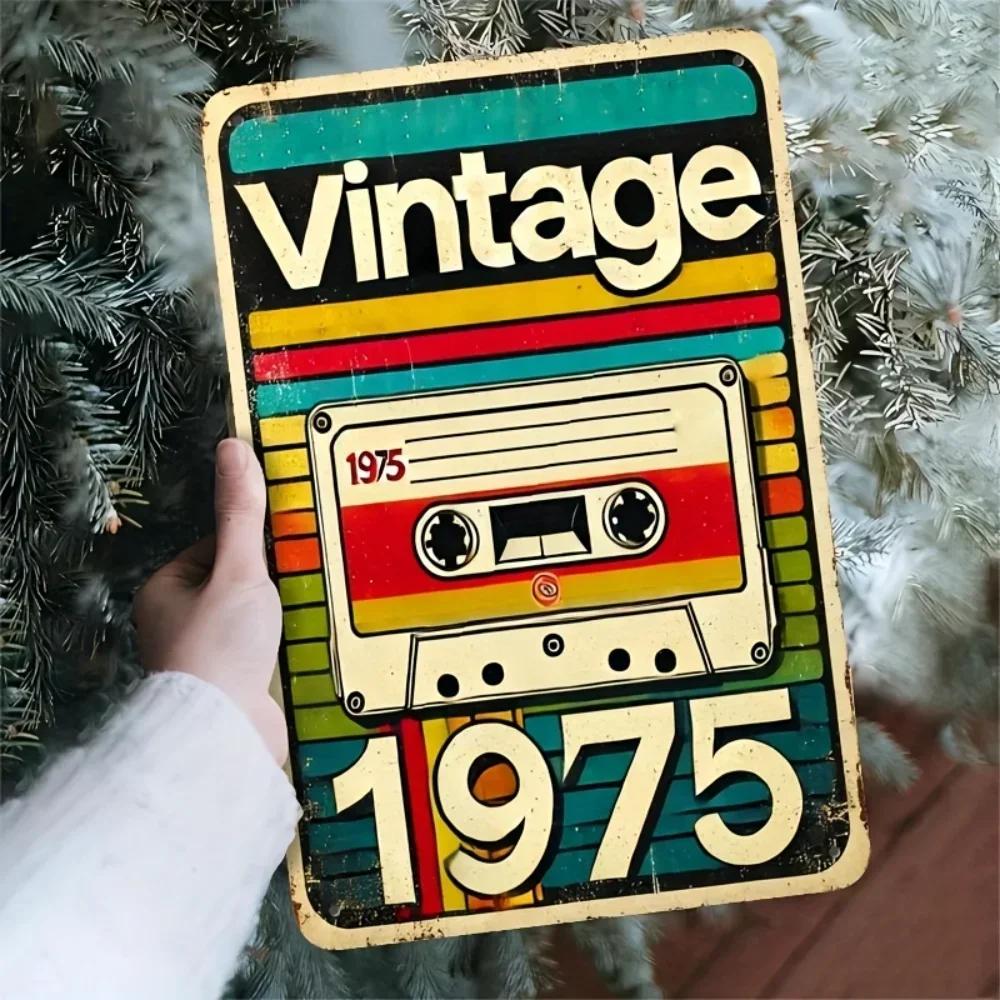 Tinplate Painting2d RETROTAPECZ 1975 Sign Gift Vintage Metal Art Cassette Decor Perfect for Gen Xers Retro Audio Aficionados