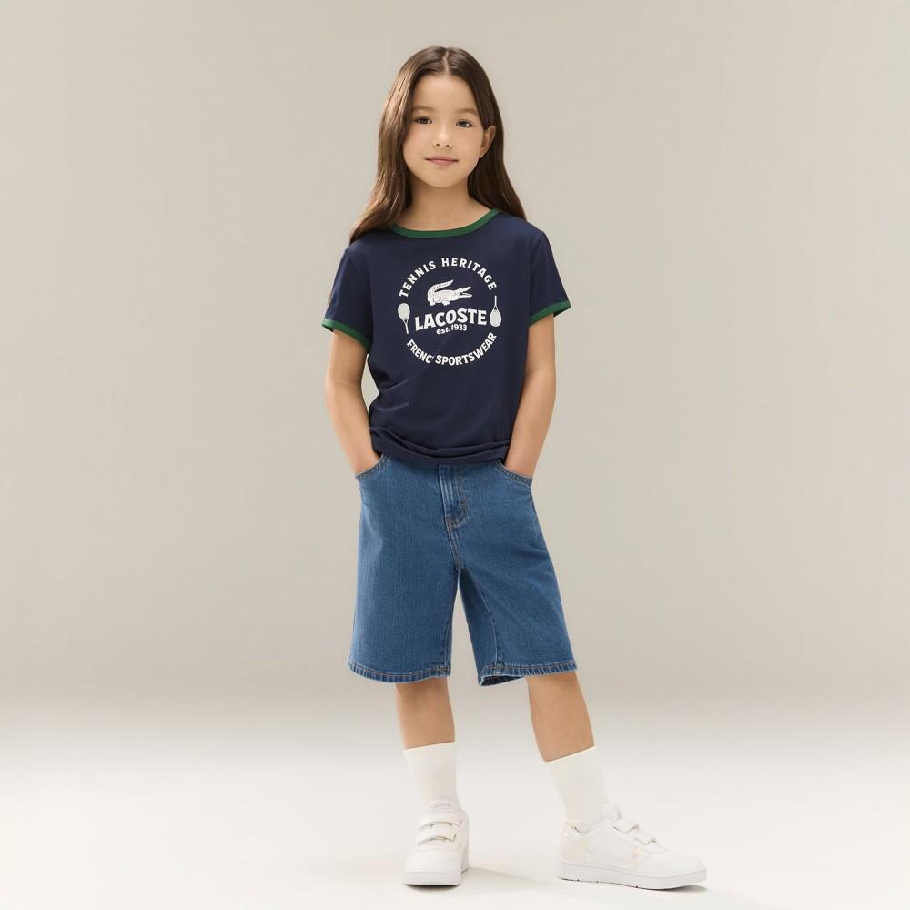 [lacoste] Kids' Denim Shorts FJ7381-56GCEA
