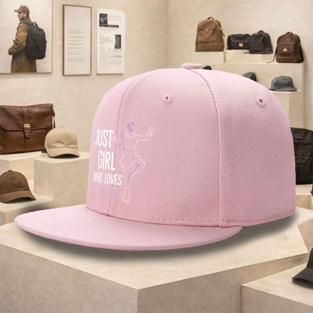 Ice Skating Girl Graphic Baseball Cap Adjustable Polyester Snapback Hat for Casual Street Wear