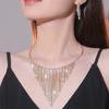 Temperament Luxury Super Flash Fringed Rhinestone Necklace Earrings Set