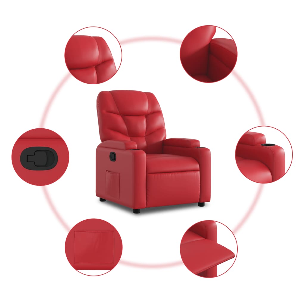 Recliner with Rising Function Red PU Leather