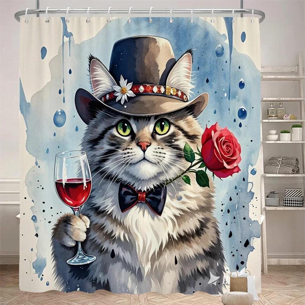 Забавная шторка для душа, перегородка для ванной комнаты, шторка из принтованной ткани, Забавная и креативная, с животными, Декоративная шторка с крючками
