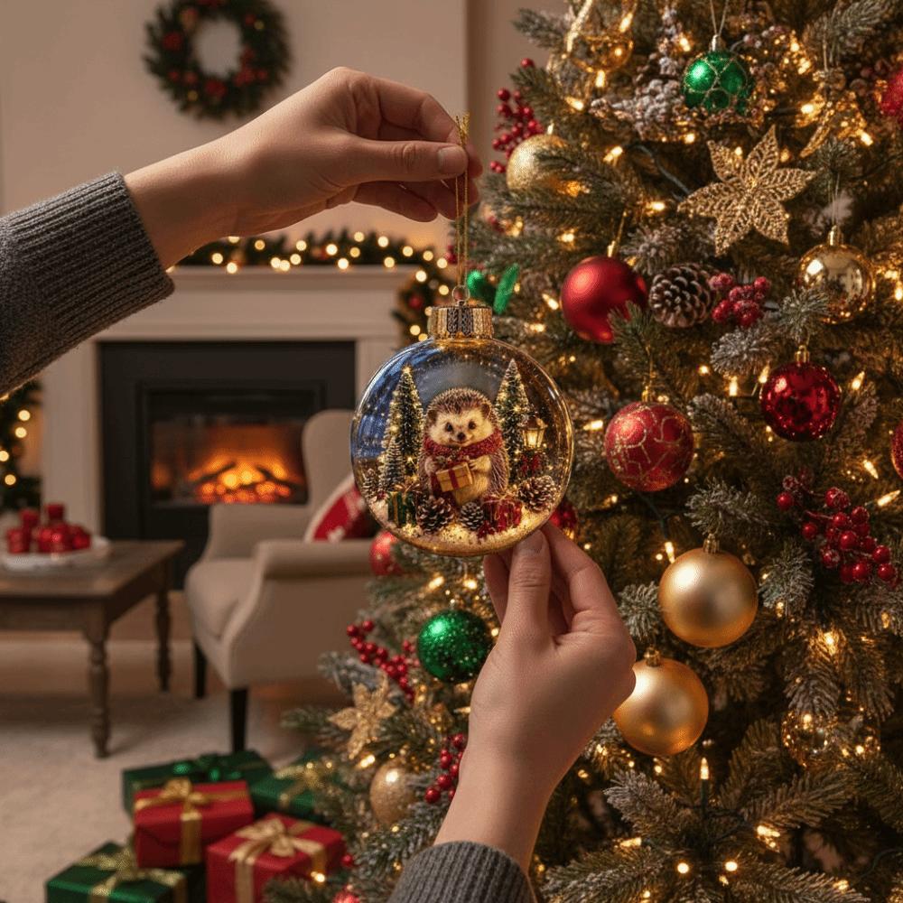 Acrylic Light-Up Christmas Ball Ornament Transparent LED Christmas Tree Globe Decor New Year