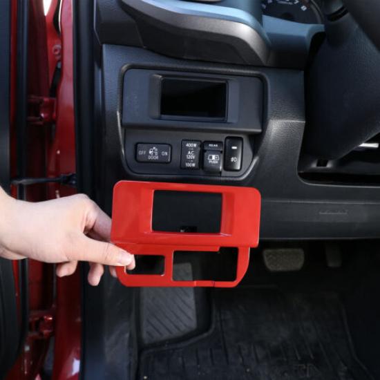Red ABS Inner Fog Light Switch Button Cover Trim Fit For Toyota Tacoma 2016-